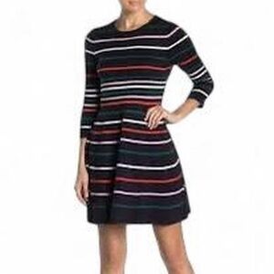 Vince Camuto Sweater Dress Sz XL Striped Knitted Fall Wear Americana Vibes